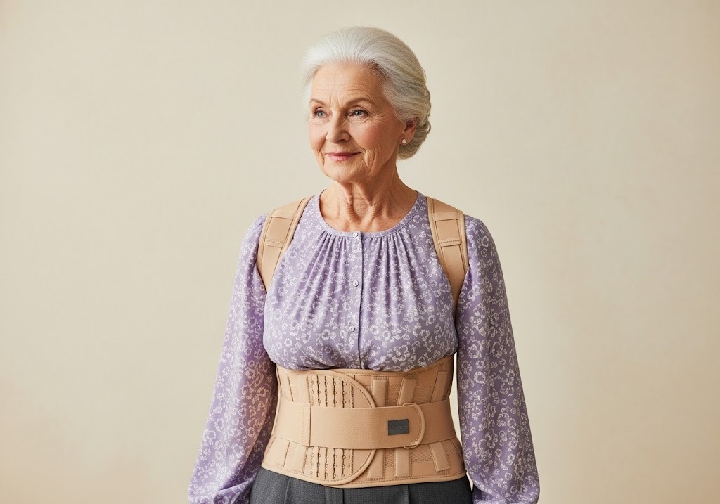 woman wearing orthopedic back brace