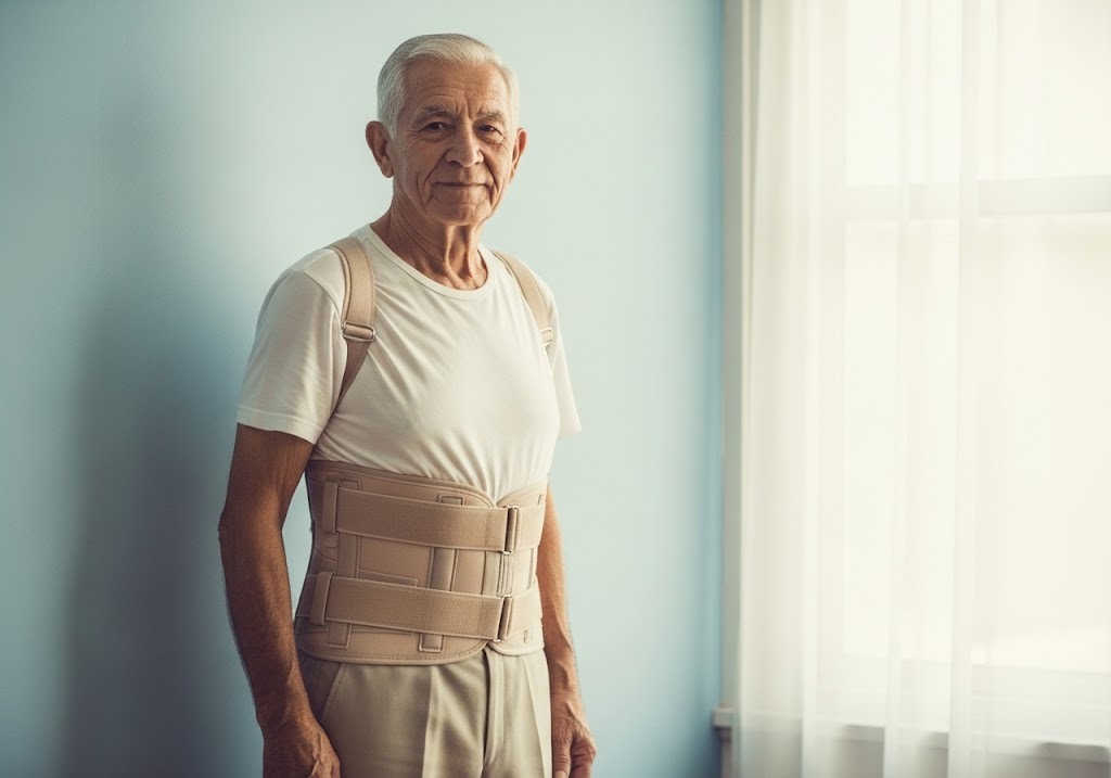 man using Orthopedic Back Braces for Seniors in Harlingen
