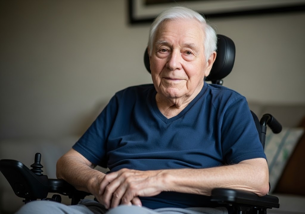 man in power wheelchair