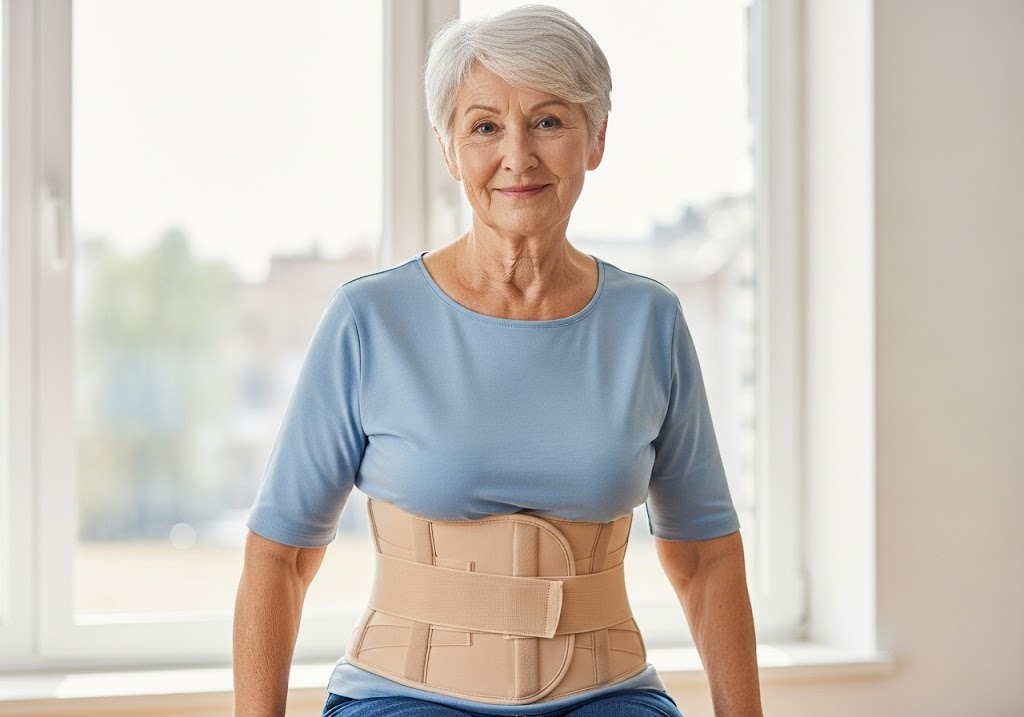 woman wearing orthopedic back brace