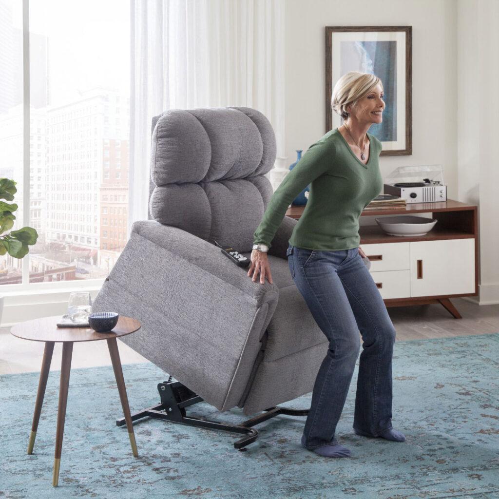 Woman using lift chair