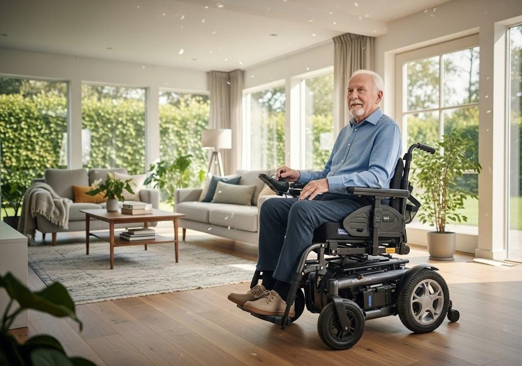 man in power wheelchair from the best mobility aid store in the Rio Grande Valley