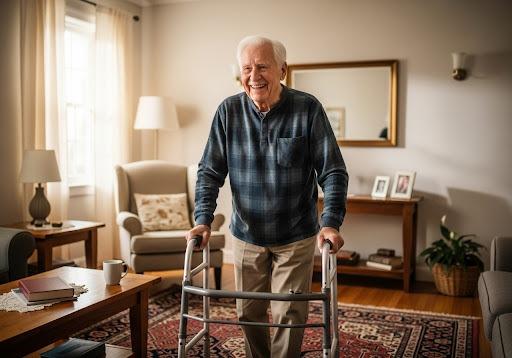 man using walker