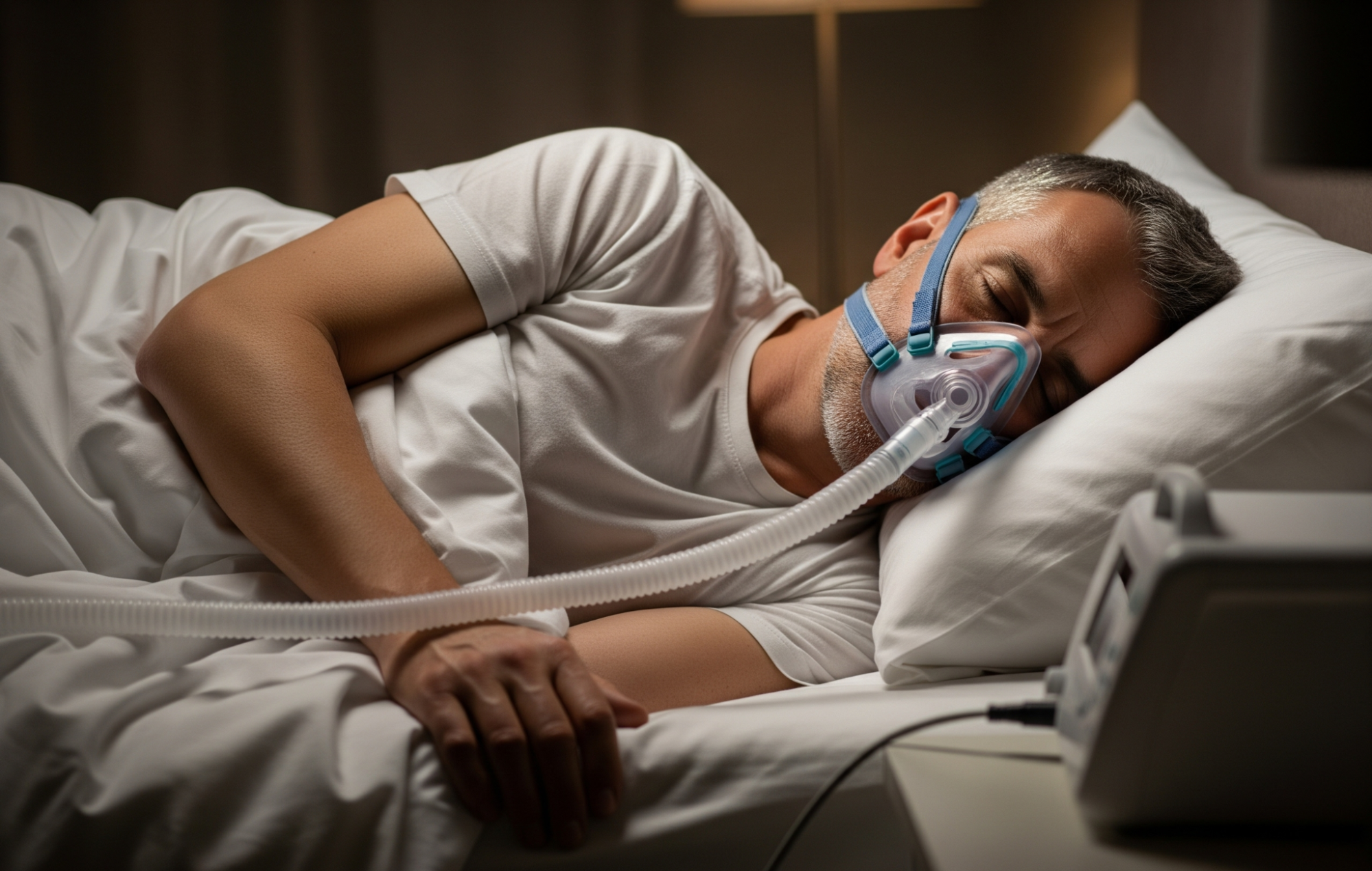 man using CPAP machine