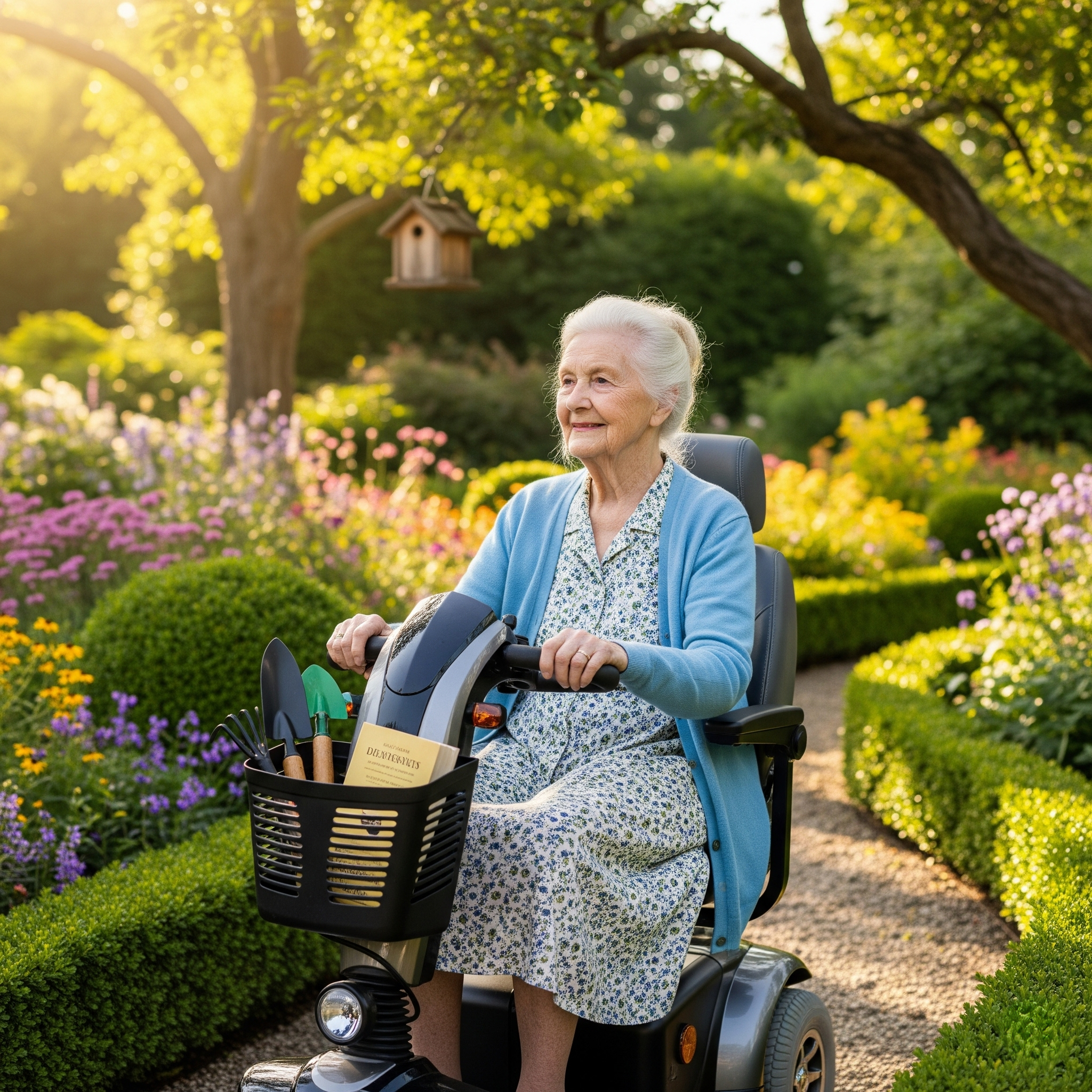 woman in mobility device