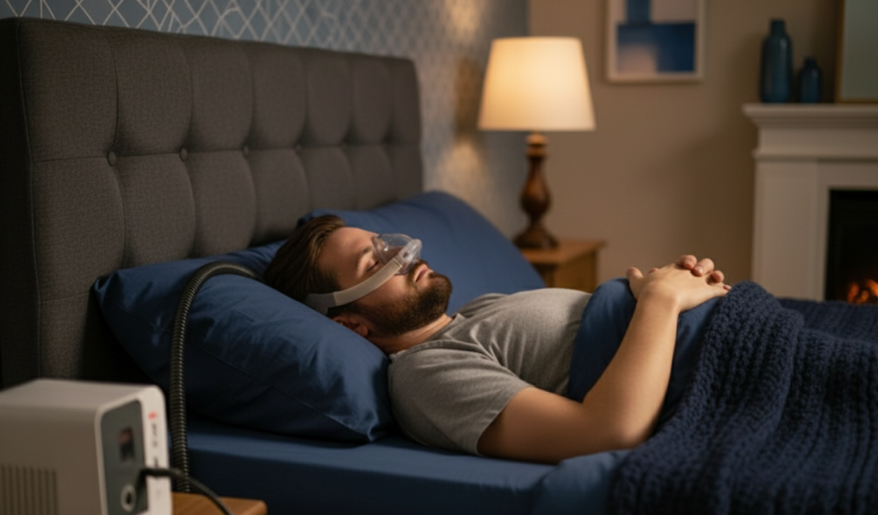 man enjoying continuous airflow machine benefits
