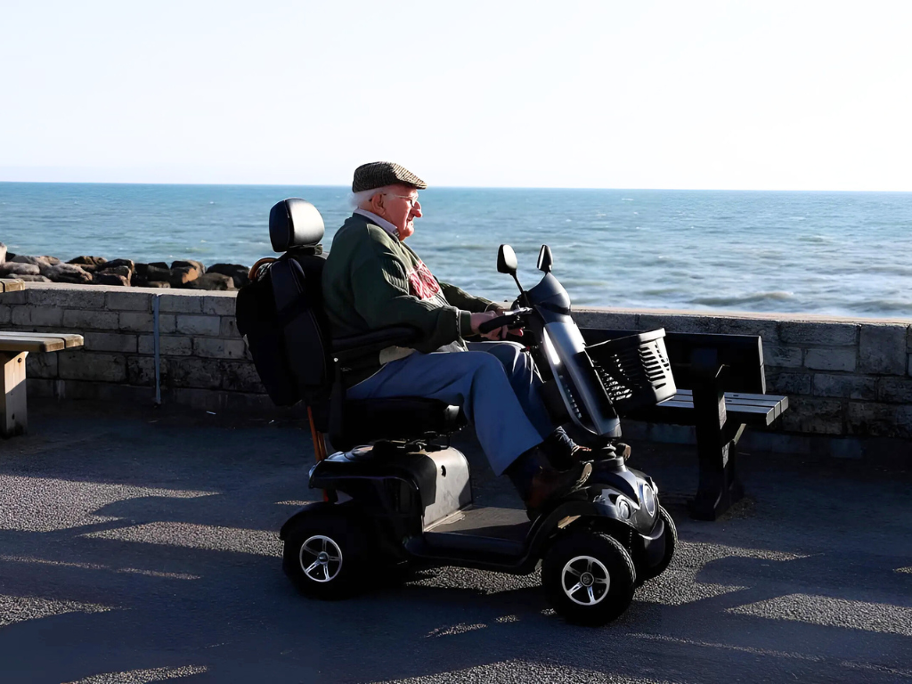 man using mobility scooter