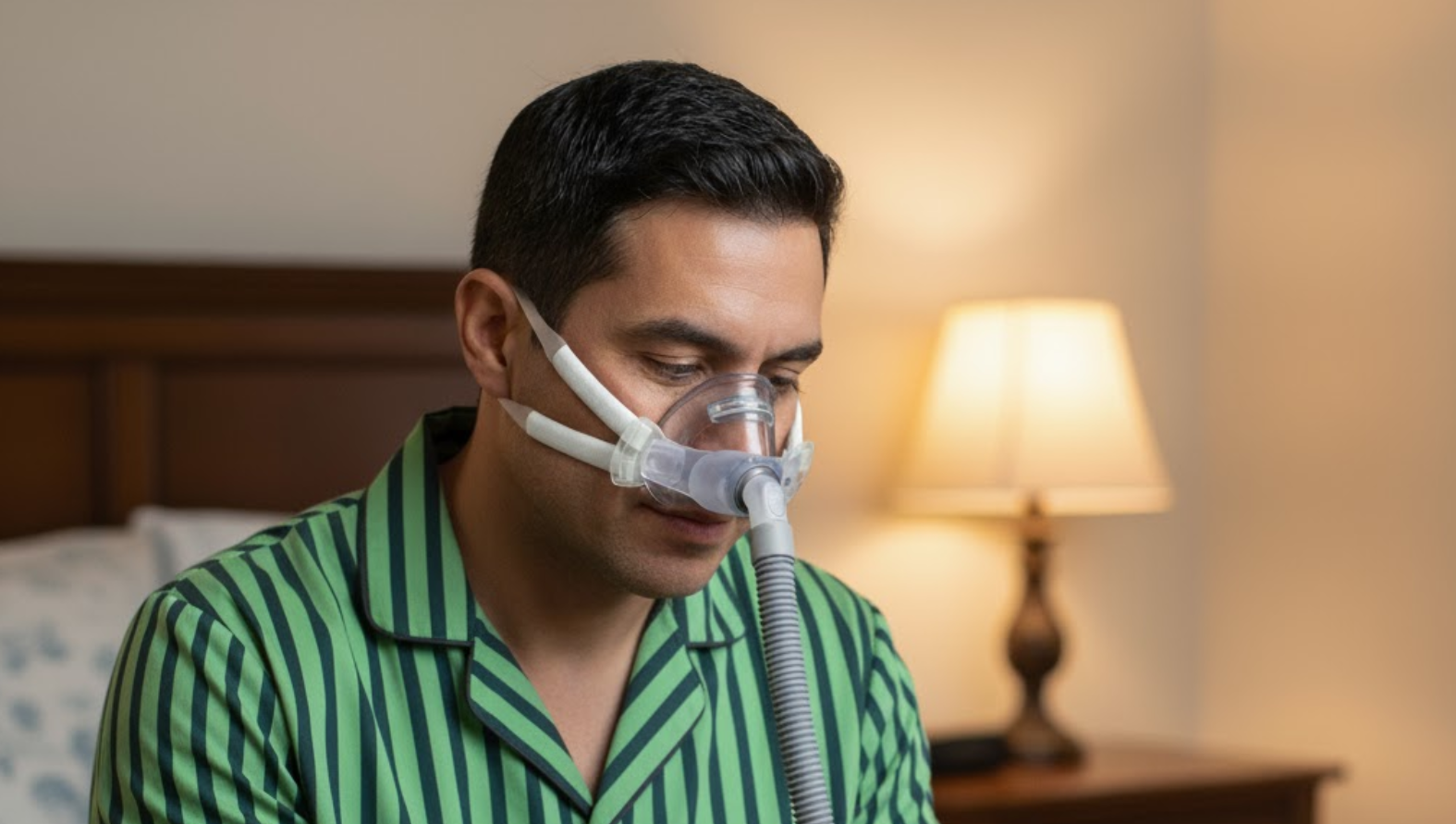 man using CPAP mask