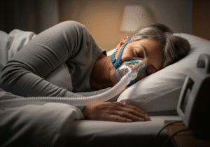 woman using a CPAP machine