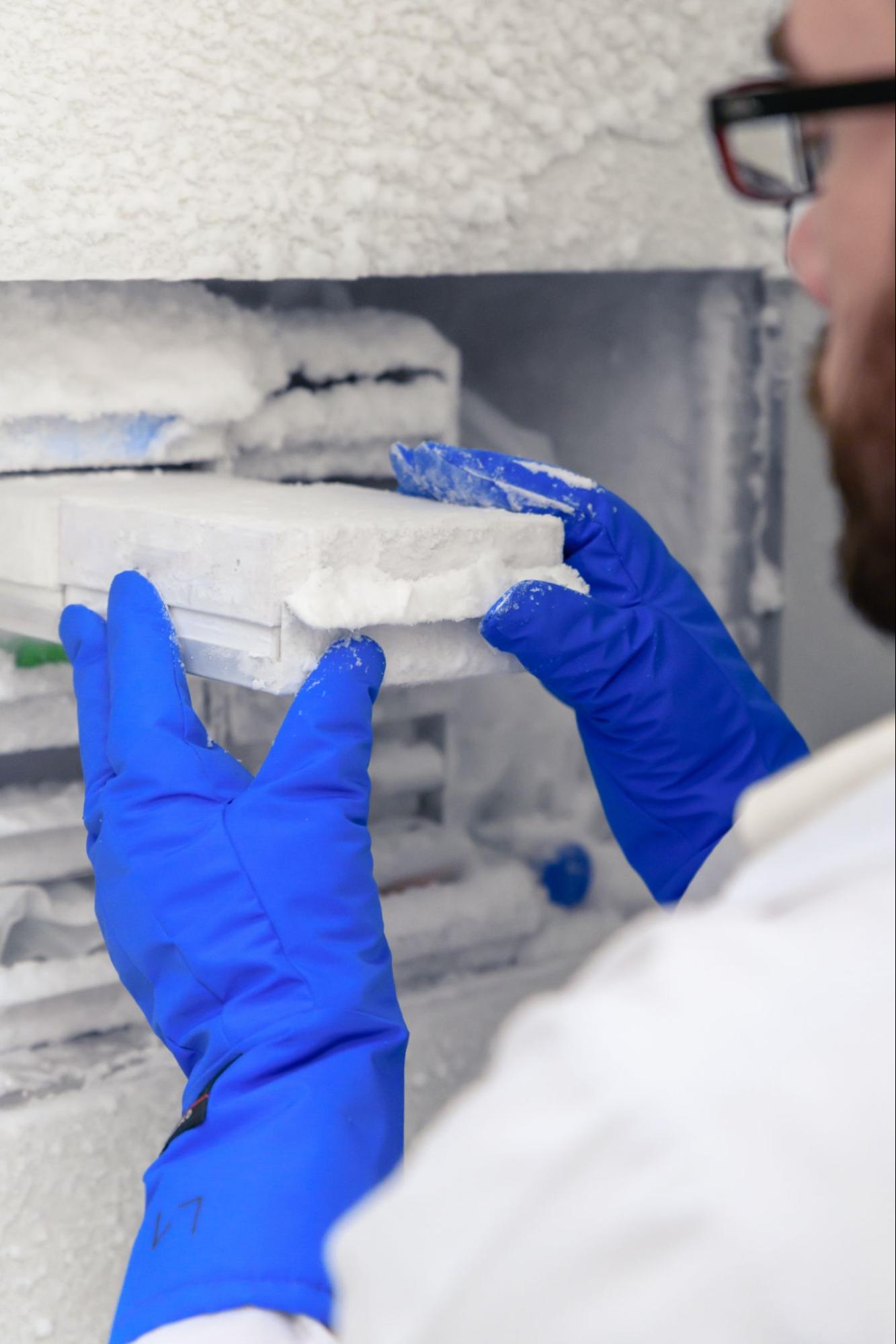 person using cold storage for medical supplies