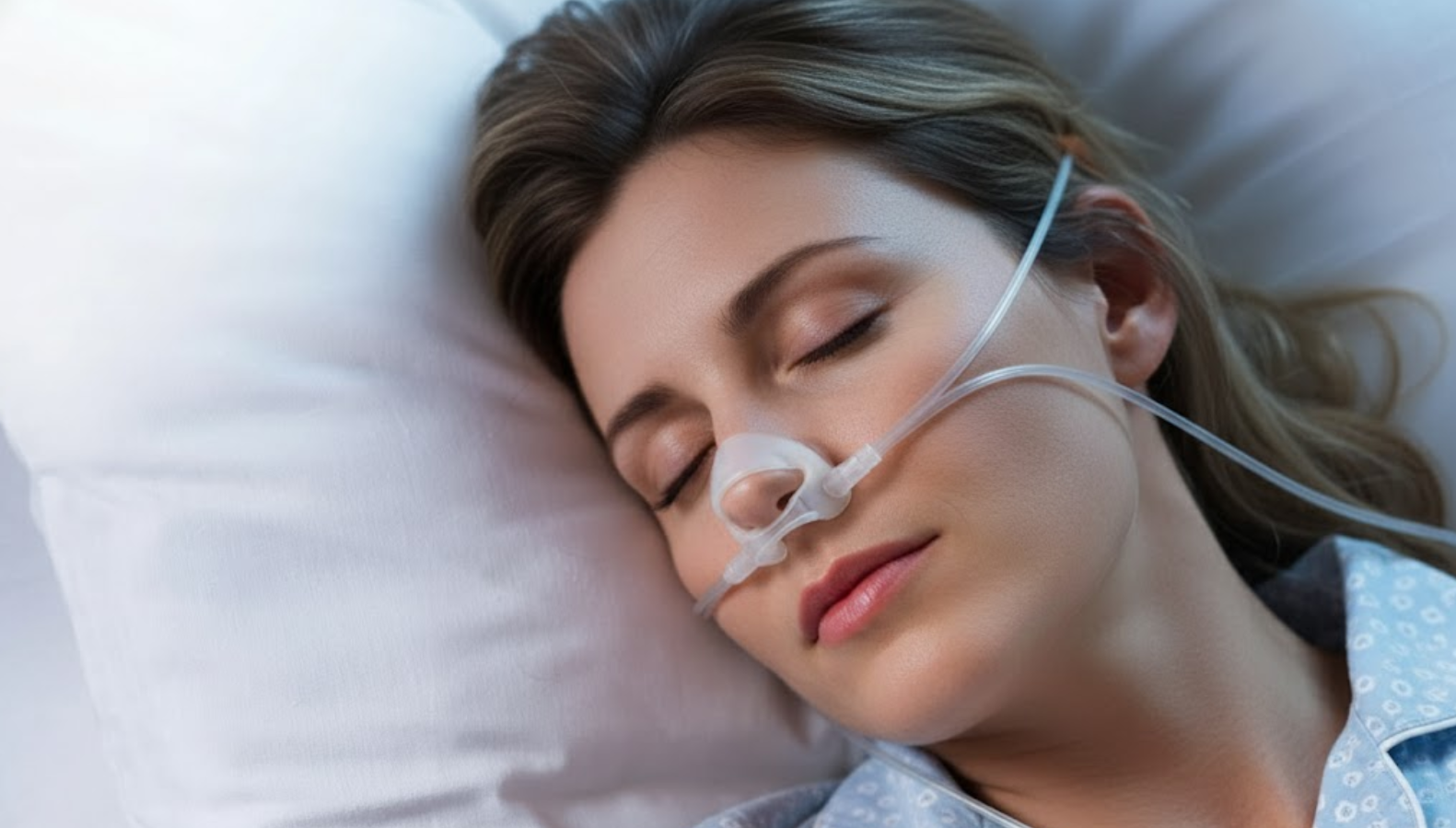 woman using CPAP mask