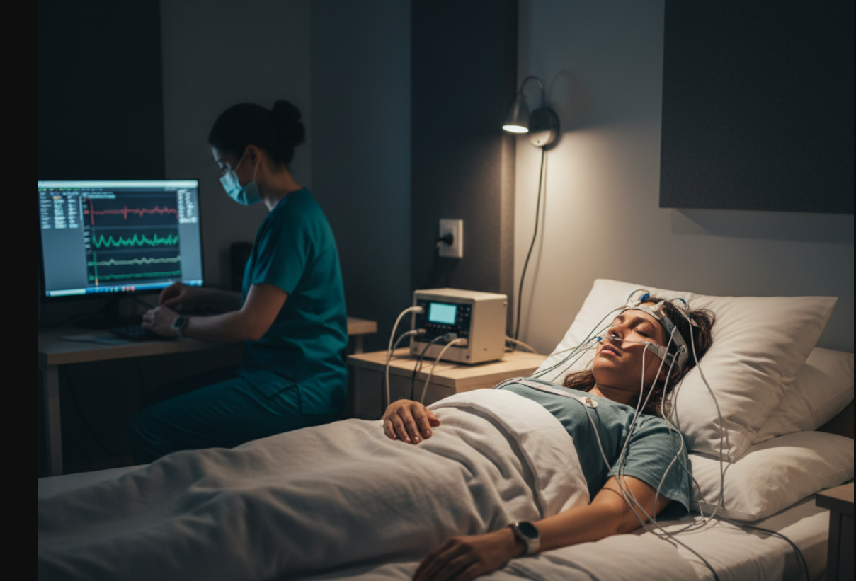 woman undergoing sleep test