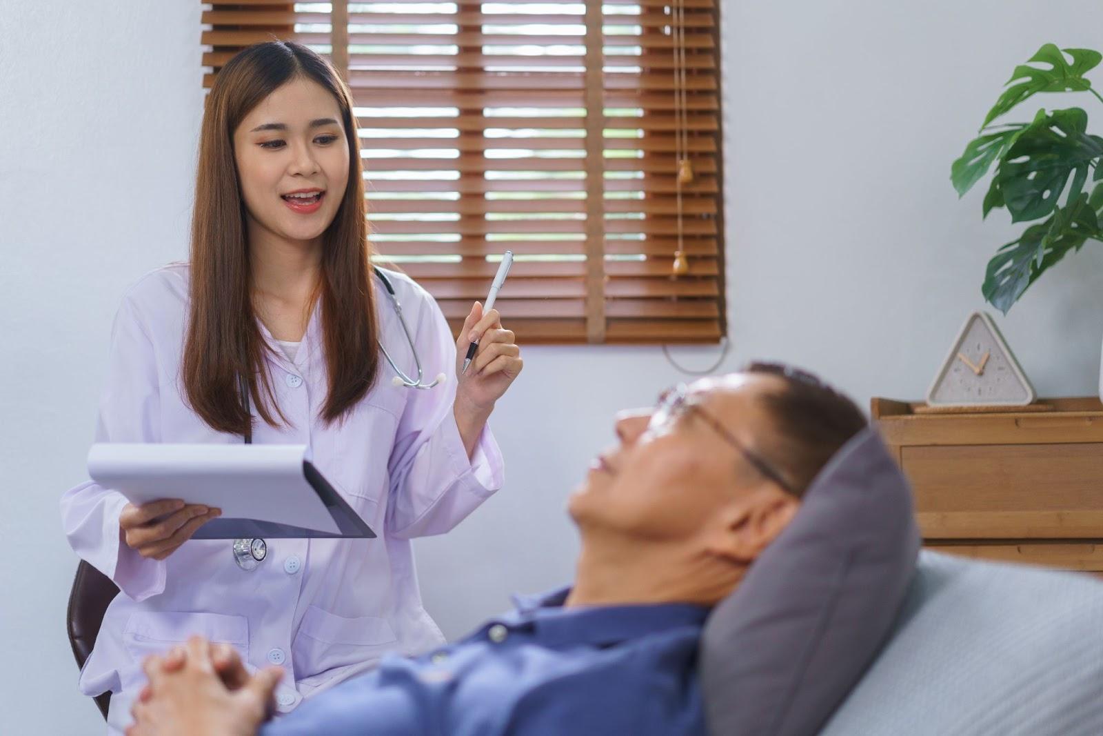 Patient consulting with a doctor about surgical solutions for sleep apnea