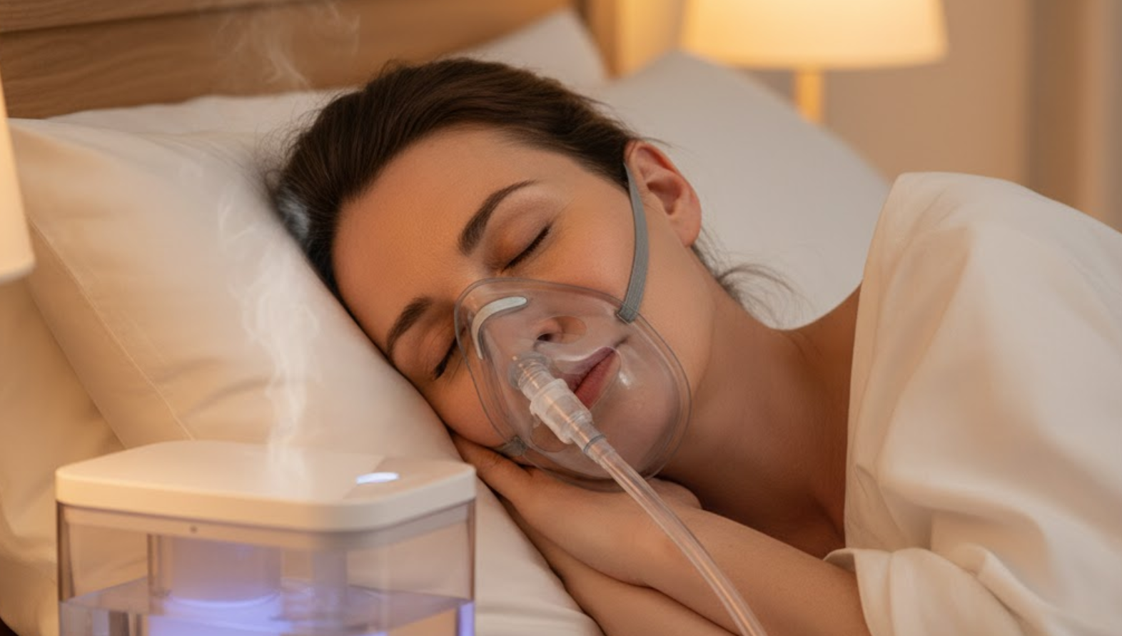 woman using one of the available CPAP humidifiers