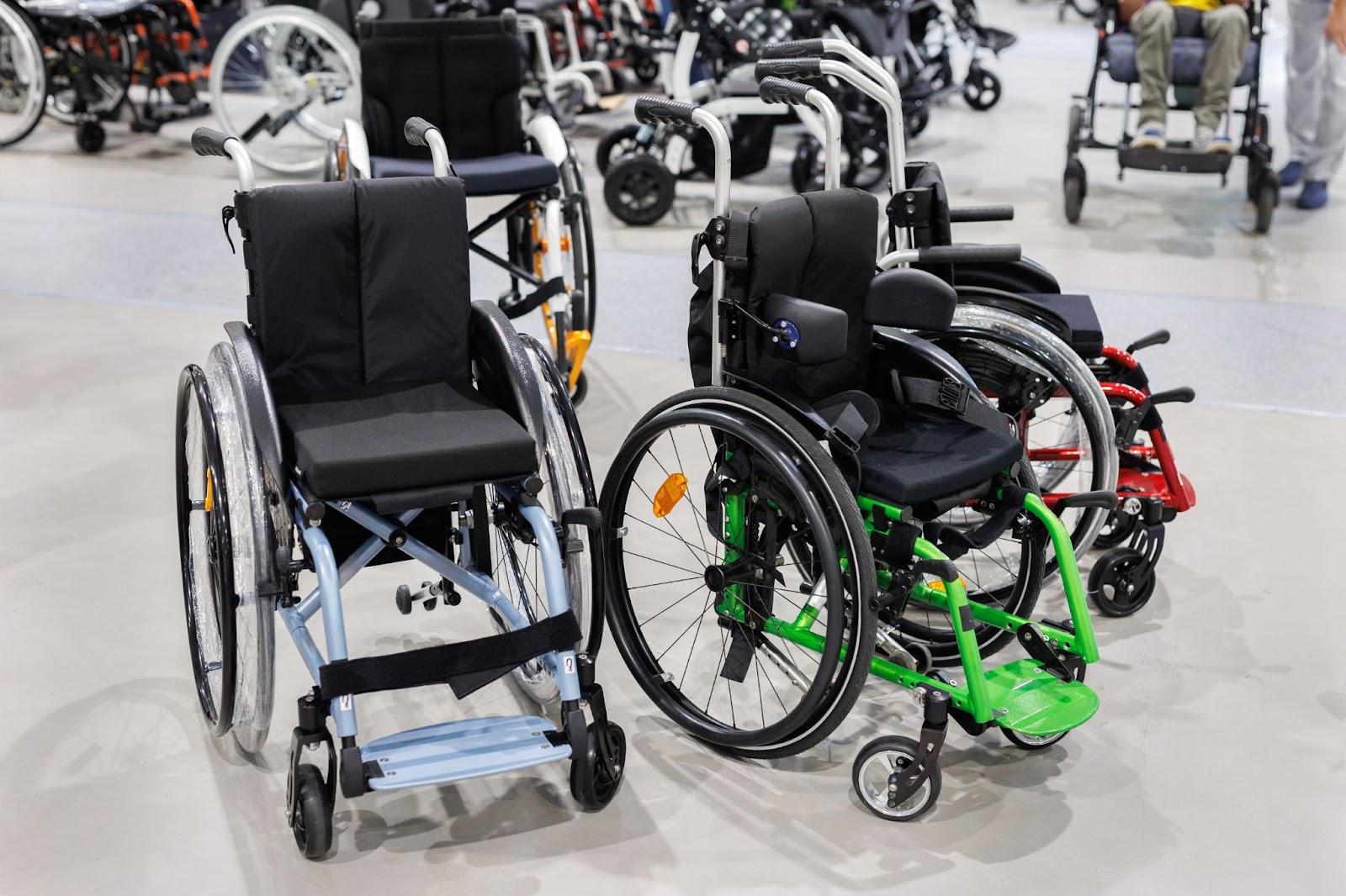 Display of wheelchair and scooter available for same-day pickup in South Texas.