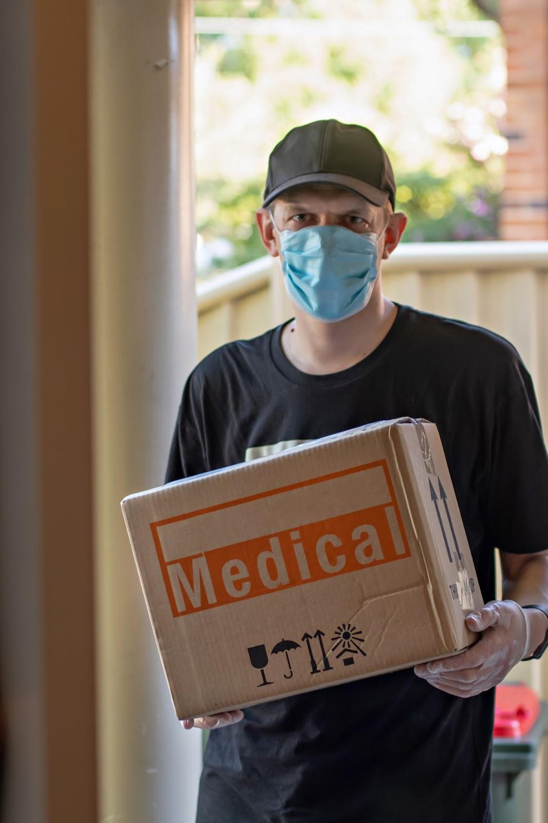 Home healthcare supplies including hospital bed, walker, and oxygen system arranged for safe use in South Texas.