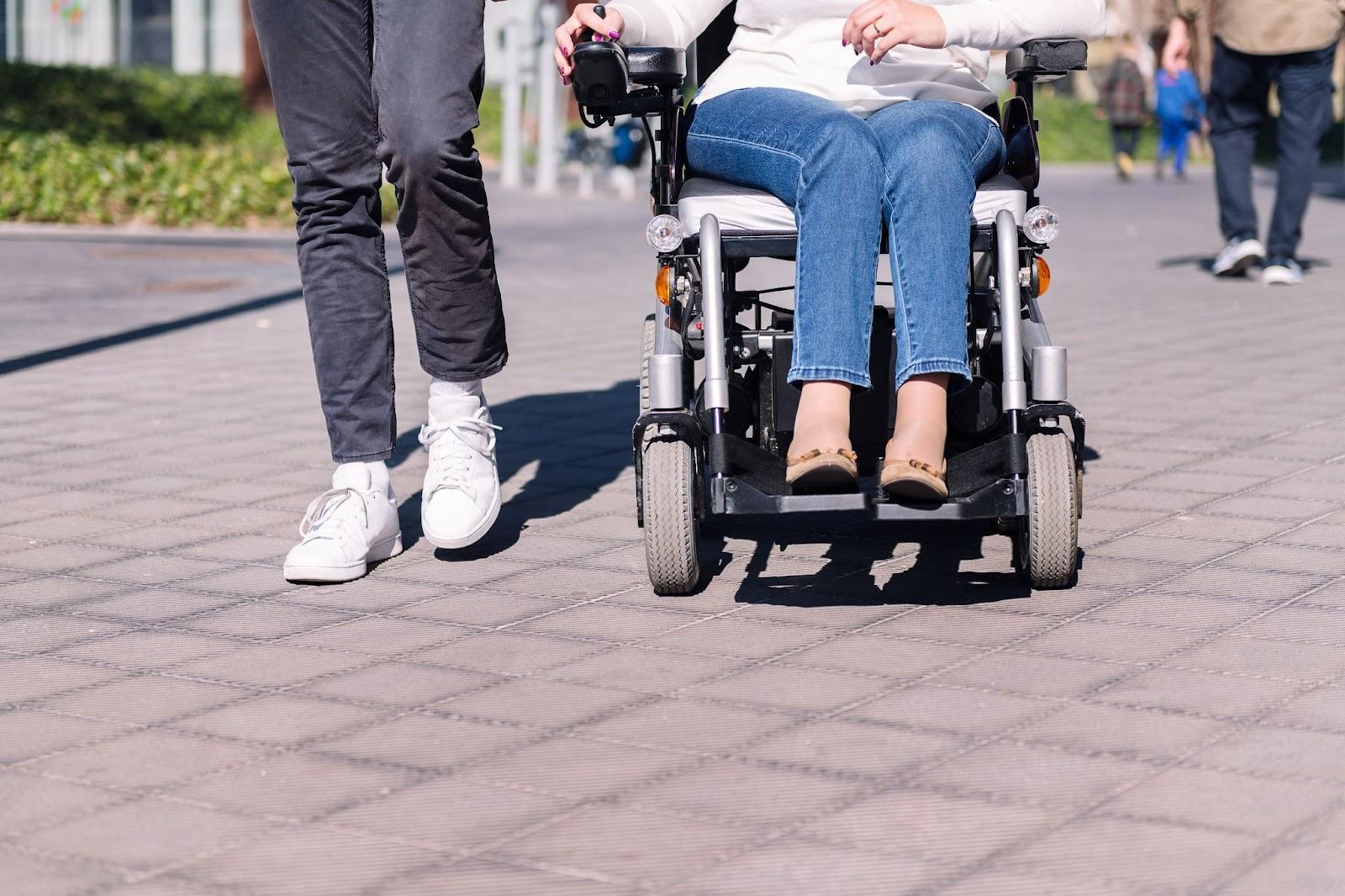 patient trying out electric wheelchair