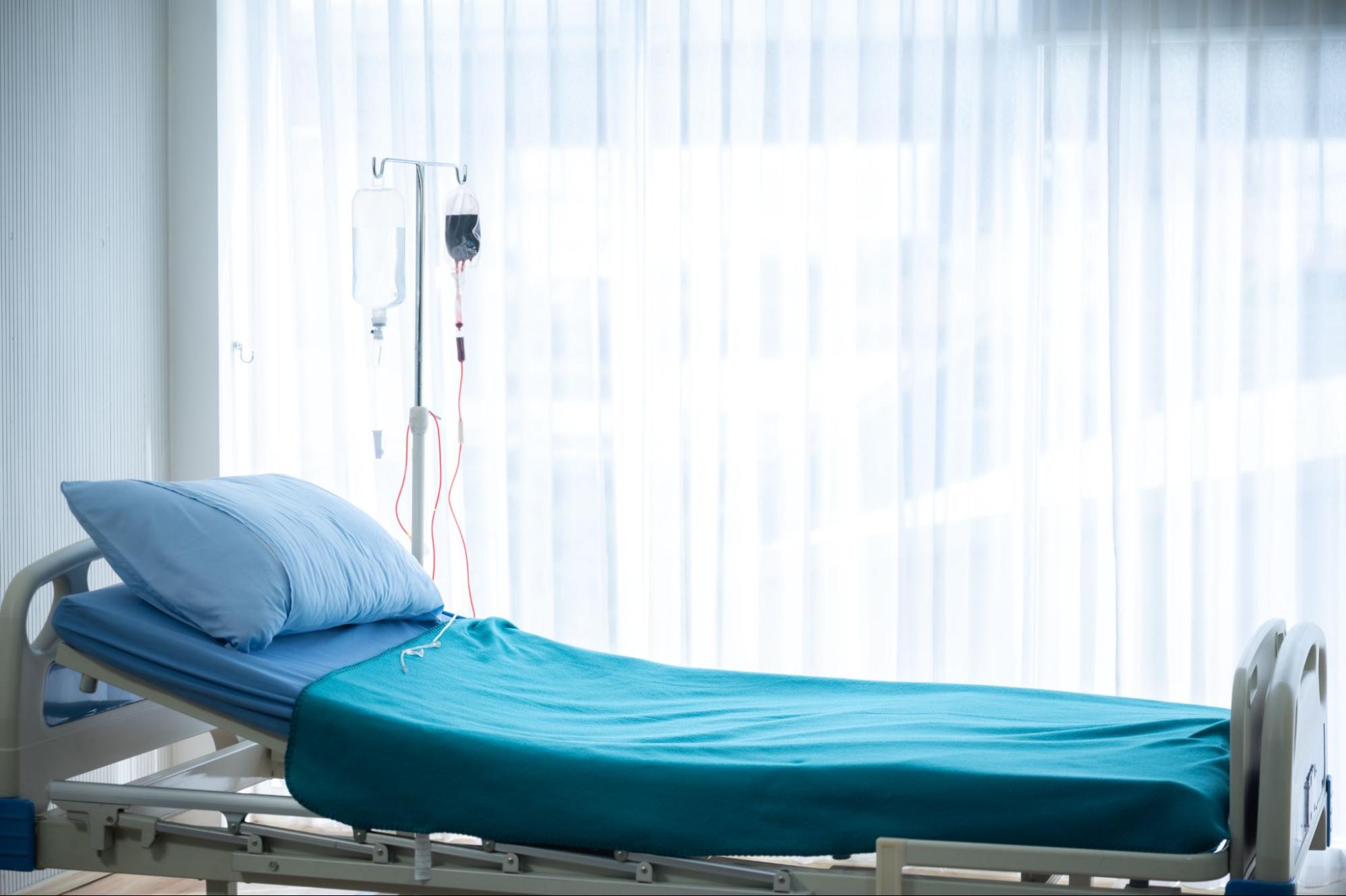 Hospital bed in clinical room