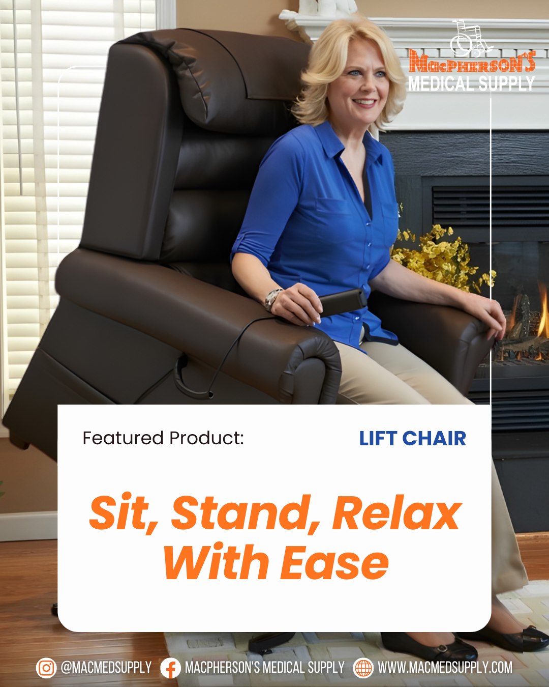 Woman using lift chair 