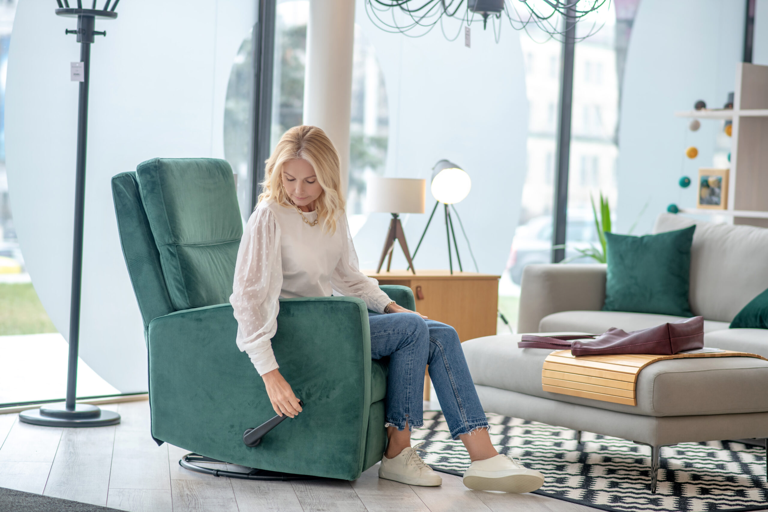 woman using lift chair