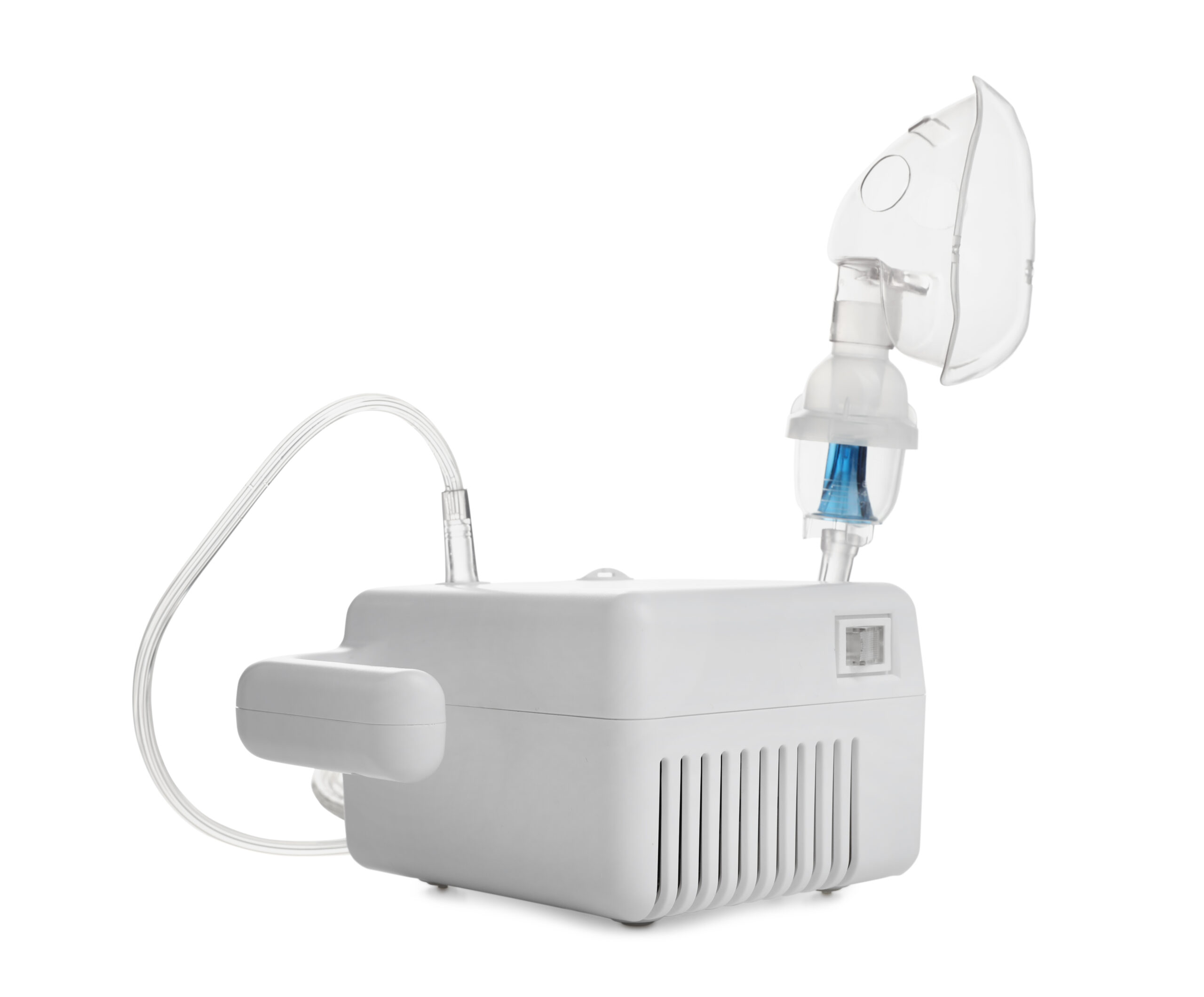 nebulizer with face mask on white background